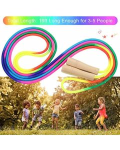 16Ft Adjustable Multi Person Long Jump Rope Wooden Handle Colorful Fitness Equipment