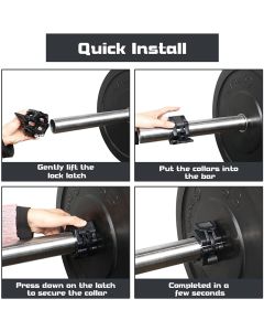 Barbell Clamps Black 2 Inch Quick Release Weight Bar Collars 1 Pair