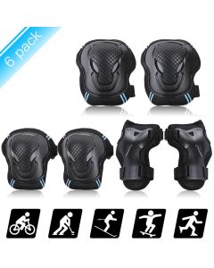 6Pcs Protective Gear Set Knee Elbow Wrist Guards for Skateboard Cycling Riding - L