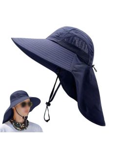 Sun Hats for Men Women Fishing Hat Breathable Wide Brim Bucket Hats with Neck Flap - Light Gray
