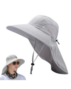 Sun Hats for Men Women Fishing Hat Breathable Wide Brim Bucket Hats with Neck Flap - Navy Blue