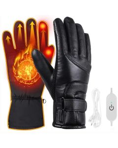 Heated Gloves USB Rechargeable Waterproof Touchscreen Winter Warm (Black)