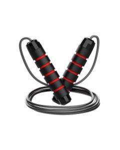 Adjustable Steel Jump Rope with Ball Bearings Foam Handles Tangle Free - Blue