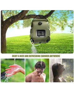 20L Camp Shower Bag Solar Heat Water Pipe Portable Camping Hiking Travel Outdoor - Green