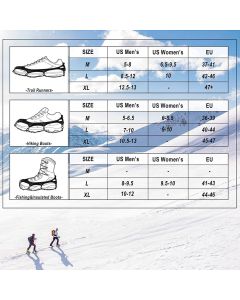 24 Spikes Crampons for Shoes, Anti Slip Ice Cleats for Shoes and Boots, Traction Ice Snow Grip with Stainless Steel Spikes and Silicone Men Women for Hiking, Walking, Climbing, Jogging,Fishing - L