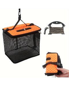 Floating Fish Keeper Net Bag Portable Quick Dry Mesh Storage for Sea and Rock Fishing-Orange S