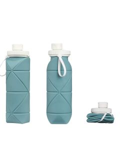 Foldable Collapsible Water Bottle Silicone Leak-proof Reusable for Gym Camping Hiking Travel Sports-Grey