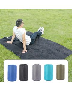 Outdoor Fleece Polyester Camping Blanket Waterproof Thick Portable Picnic Mat Machine Washable-cyan