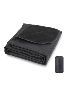 Outdoor Fleece Polyester Camping Blanket Waterproof Thick Portable Picnic Mat Machine Washable-Navy blue
