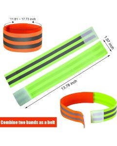 16 PCS Reflective Bands Reflector Bands for Wrist, Arm, Ankle, Leg,Reflector Tape Straps for Night Walking, Cycling and Running-(Black+Green)