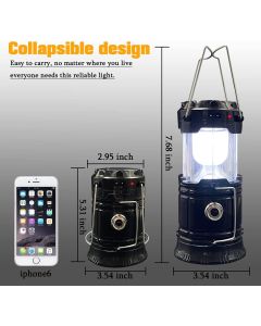 4 Pack Foldable Camping Lantern, Solar and USB Rechargeable, Lightweight Waterproof (Black)