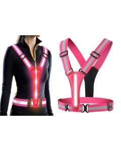 LED Reflective Vest Running Gear USB Rechargeable LED Light Up Vest High Visibility with Adjustable Waist and Shoulde for Night Walking Cycling, High Visibility Running Vest with Reflective Strips -Orange