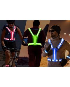 LED Reflective Vest Running Gear USB Rechargeable LED Light Up Vest High Visibility with Adjustable Waist and Shoulde for Night Walking Cycling, High Visibility Running Vest with Reflective Strips -Yellow