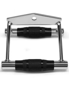 V-Grip Lat Pulldown Bar with Non-Slip Rubber Handle Cable Machine Attachment - Silver
