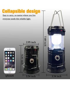 2 Pack Foldable Camping Lights, Solar USB Rechargeable Waterproof Portable Emergency Lights Black