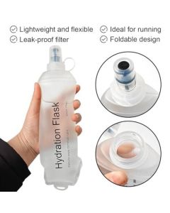 Soft Flask Bottle 150ml Foldable TPU Running Hiking Cycling Water Bottle White