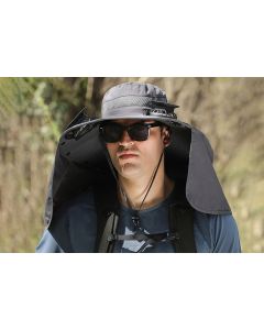 Outdoor Wide Brim Sun Hat With 2 Solar Fans Fishing And Beach Hat With Built In Fan -Dark Grey
