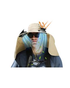 Outdoor Wide Brim Sun Hat With 2 Solar Fans Fishing And Beach Hat With Built In Fan -Khaki