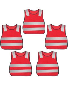 Kids Safety Vest Reflective High Visibility Vest Breathable Traffic Vest Costume Construction Vest Elastic Strap Safety Vest Neon Yellow Purpose for Running Cycling Jogging 5PCS - Yellow