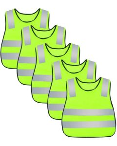 Kids Safety Vest Reflective High Visibility Vest Breathable Traffic Vest Costume Construction Vest Elastic Strap Safety Vest Neon Yellow Purpose for Running Cycling Jogging 5PCS - Red