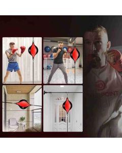 Speed Ball Boxing Floor to Ceiling PU Double End Punching Training Bag Black Red