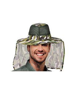 Adult Camouflage Bucket Hat Breathable Mesh Mountaineering Hat Wide Brim Fishing Cap Sun Shade Hat with Neck Flap(Brown)