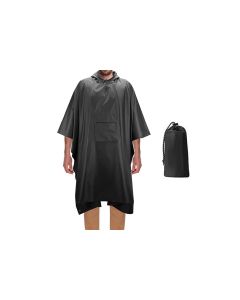 3 in 1 Portable Rain Poncho Waterproof Lightweight Emergency Raincoat with Pocket - Black