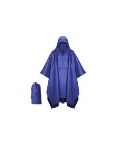 3 in 1 Portable Rain Poncho Waterproof Lightweight Emergency Raincoat with Pocket - Blue