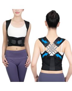 Adjustable Unisex Posture Corrector Shoulder Brace Belt Low Back Support For Women Men -Black / M