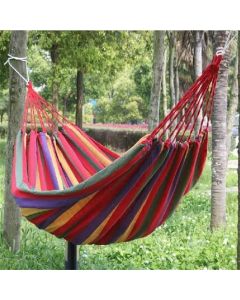 Striped Hanging Hammock 185 x 80cm Swing Single People Swing Heavy Duty Camping Hammock-Red