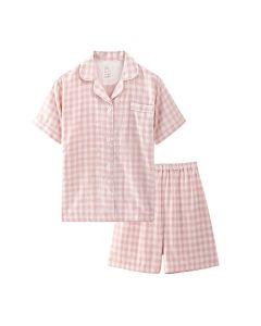 Cotton Short Sleeve Japanese Leisure Sleep Shorts Set Men's gray polka dot-short sleeve shorts