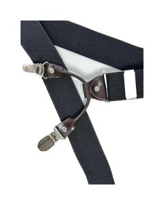 European Fan 6 Clip Men Suspenders Polyester Adjustable Dark gray