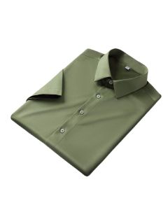 QIDEN Men's Short Sleeve Slim Fit No Iron Polyester... D2128-6 40