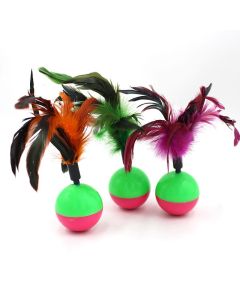 Pet Toy Tumbler Feather Plastic Meng Qigong Tumbler feather: color random