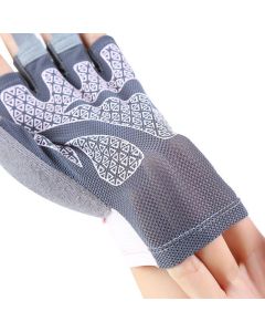 Ice Silk Half Finger Cycling Gloves for Men Women Ice Silk half finger open smile Black