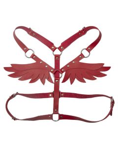 Leather Angel Wings Strap Belt Women Adjustable Black