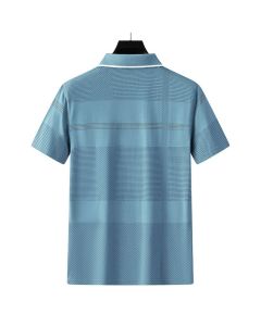 Men Summer Cotton Polo Shirt Loose Breathable B001 light blue XL