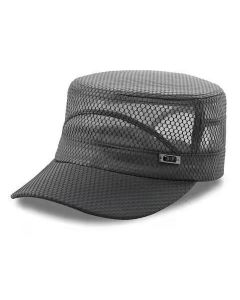 Men Mesh Flat Top Hat Sun Protection Outdoor Full network navy blue Adjustable