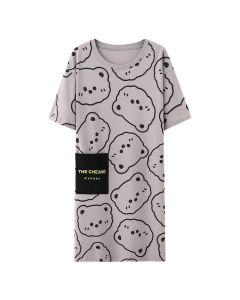 Women Summer Sleepwear Polyester Loose Dress Yellow XXL