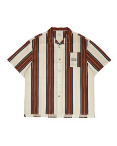 Men Short Sleeve Shirt American Style Stripe C125 Black