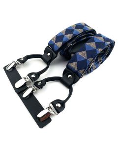 Men Adjustable Elastic Suspenders 6 Clips Polyester... BD-A12