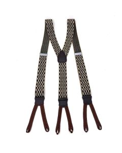 Men's Leather Elastic Suspenders 3.5cm 6 Clips Gray