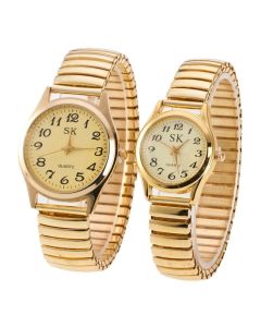 Quartz Watch Stainless Steel Elastic Band 38mm Golden white surface small size