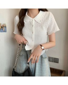 Women Polo Shirt Short Sleeve Polyester White Matcha color XL 60.00 kg-65.00 kg