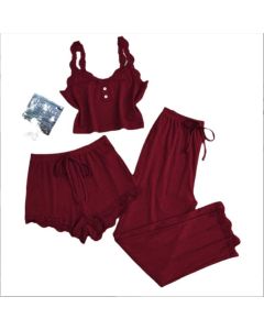 Subtle Lace Women Pajamas Set Sleepwear Black