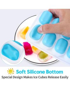 14 Cube Silicone Ice Tray with Lid Yellow Set