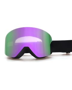 Magnetic Cylindrical Ski Goggles with UV400 Anti-Fog Dual-Lens, Impact-Resistant TPU Frame, Interchangeable Lens for Snow Sports, Includes Protective Case & Black Storage Bag (Purple)