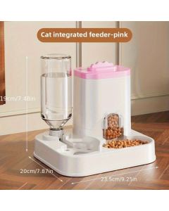 Automatic Pet Feeder and Water Dispenser Combo, 7-Day Capacity for Cats and Small Dogs, Self-Refilling Water Bowl with Gravity Flow, No Battery Needed, Modern White Design with Sturdy Base (Grey)