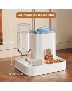Automatic Pet Feeder and Water Dispenser Combo, 7-Day Capacity for Cats and Small Dogs, Self-Refilling Water Bowl with Gravity Flow, No Battery Needed, Modern White Design with Sturdy Base (Pink)