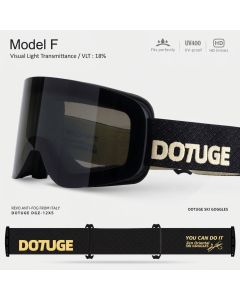 DOTUGE DGZ-12XS Ski Goggles with Italian REVO Coated Dual-Layer Anti-Fog Lens, UV400 Protection, Large Cylindrical Wide View, Compatible with Prescription Glasses, for Skiing and Snow Sports (A)